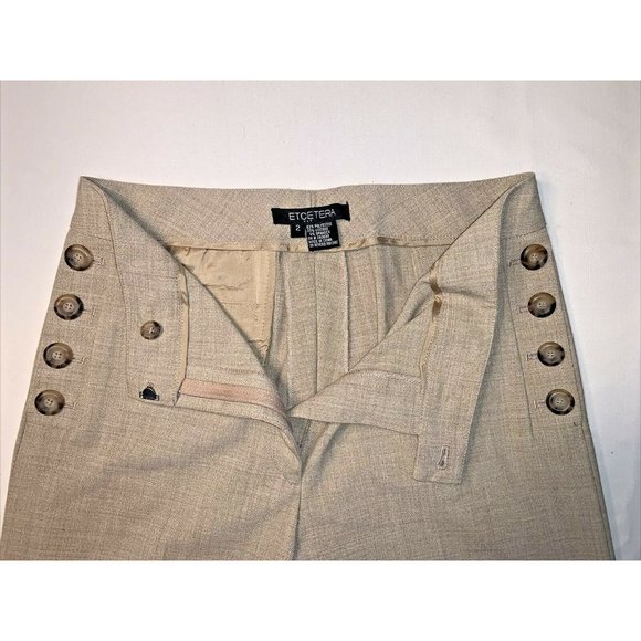 Etcetera~ Classy Lightweight Tan Linen Blend Pants w Button Accents Size 2 ~YaY! - Picture 4 of 12